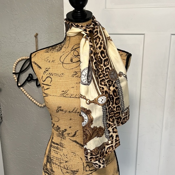 90’S SILK SCARF ADRIANNE LANDAU CLOCKS WATCHES - Picture 7 of 10